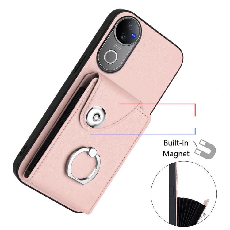 For vivo V50 / V50e Organ Card Bag Ring Holder Phone Case