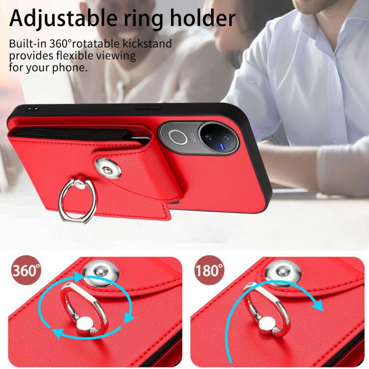 For vivo V50 / V50e Organ Card Bag Ring Holder Phone Case