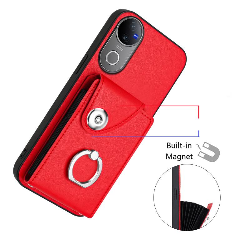 For vivo V50 / V50e Organ Card Bag Ring Holder Phone Case