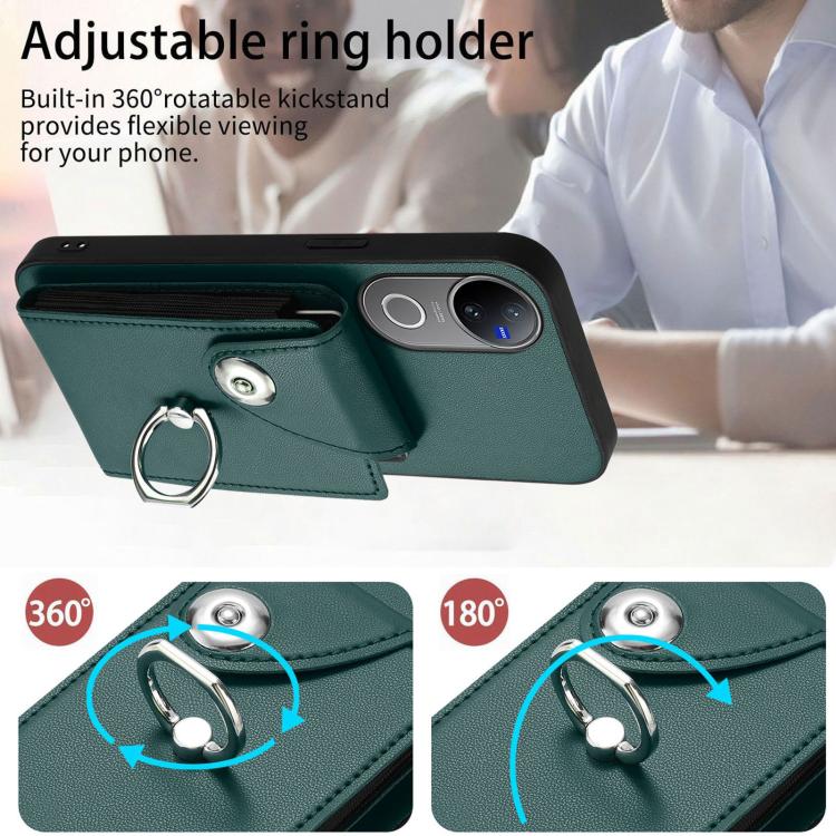 For vivo V50 / V50e Organ Card Bag Ring Holder Phone Case