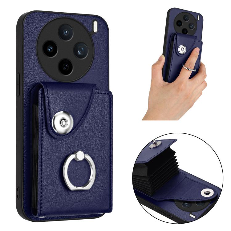 For vivo X200s Organ Card Bag Ring Holder Phone Case