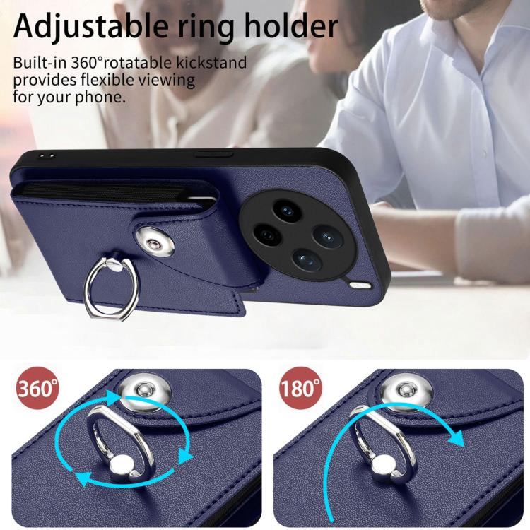 For vivo X200s Organ Card Bag Ring Holder Phone Case