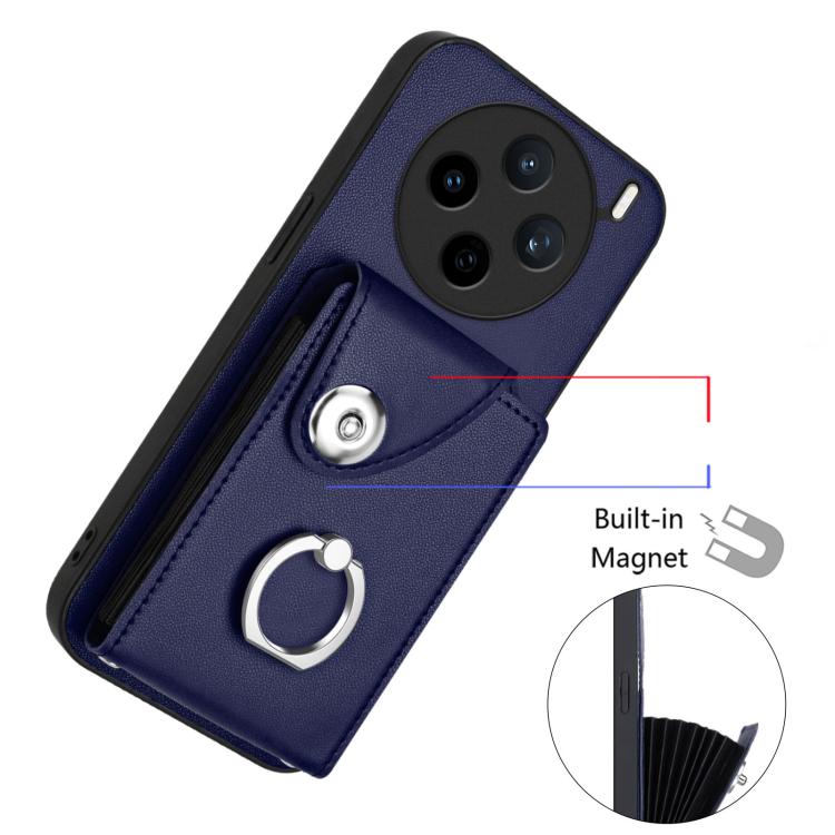 For vivo X200s Organ Card Bag Ring Holder Phone Case