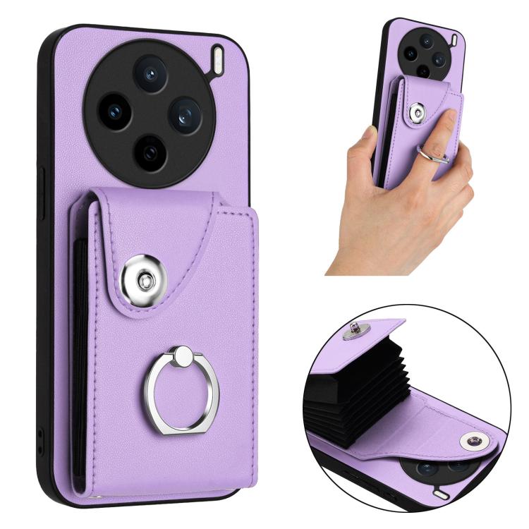 For vivo X200s Organ Card Bag Ring Holder Phone Case