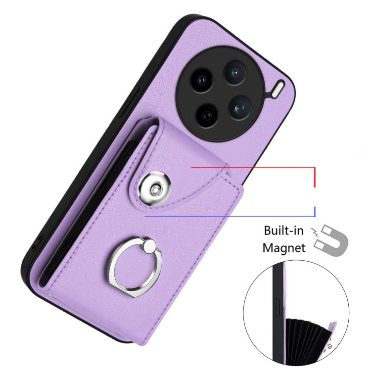 For vivo X200s Organ Card Bag Ring Holder Phone Case