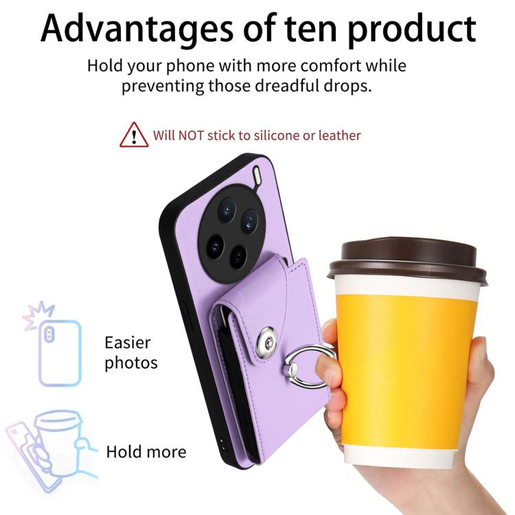 For vivo X200s Organ Card Bag Ring Holder Phone Case