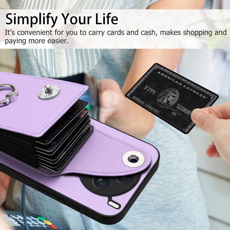 For vivo X200s Organ Card Bag Ring Holder Phone Case