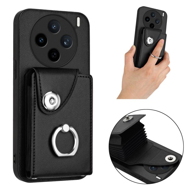 For vivo X200s Organ Card Bag Ring Holder Phone Case