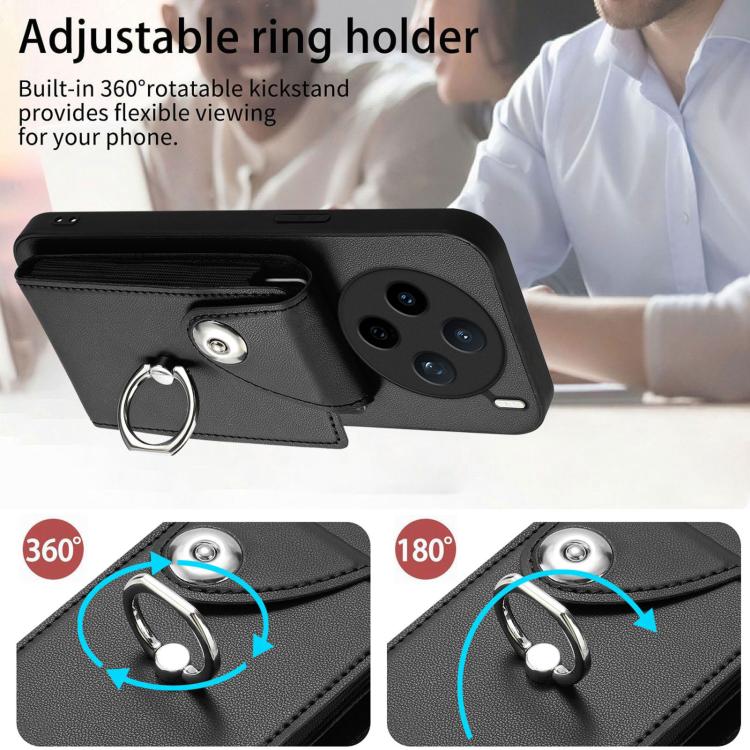For vivo X200s Organ Card Bag Ring Holder Phone Case