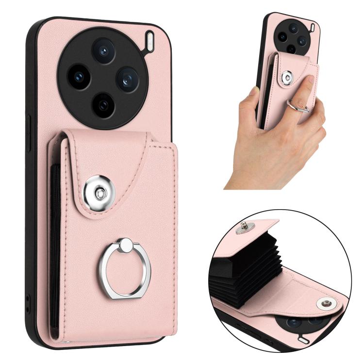 For vivo X200s Organ Card Bag Ring Holder Phone Case