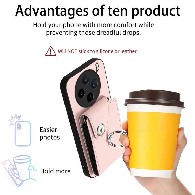 For vivo X200s Organ Card Bag Ring Holder Phone Case