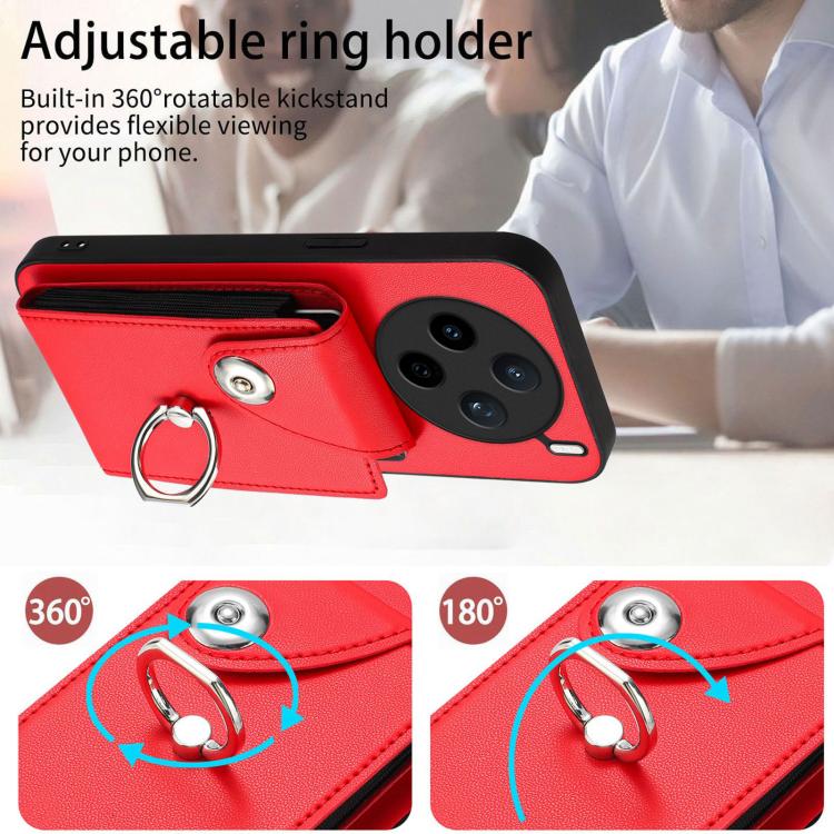 For vivo X200s Organ Card Bag Ring Holder Phone Case