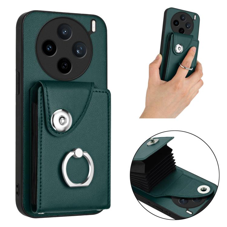For vivo X200s Organ Card Bag Ring Holder Phone Case