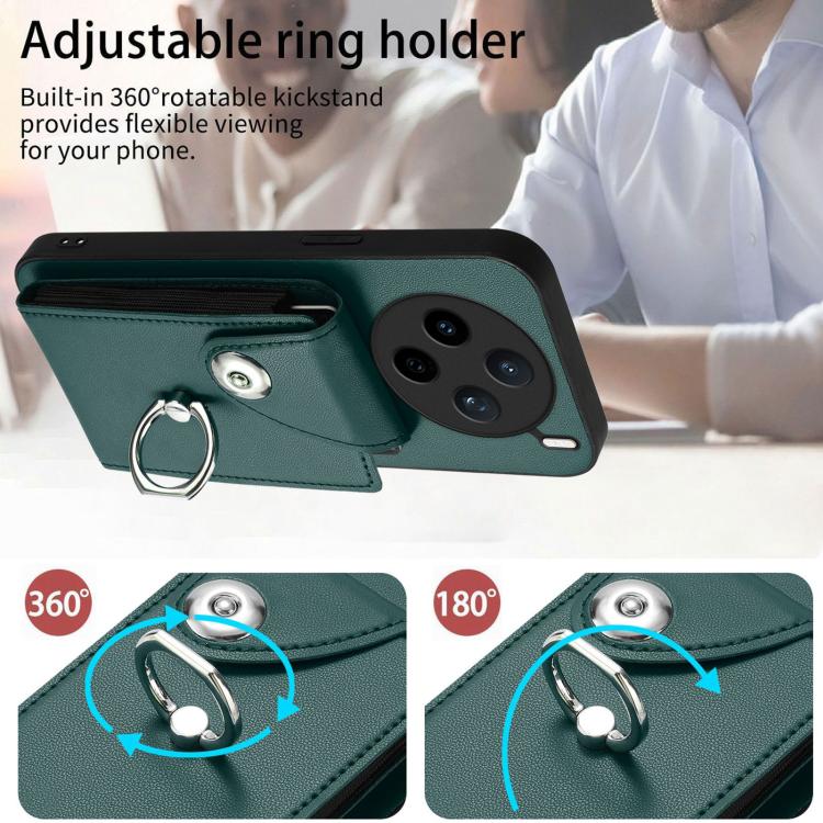 For vivo X200s Organ Card Bag Ring Holder Phone Case