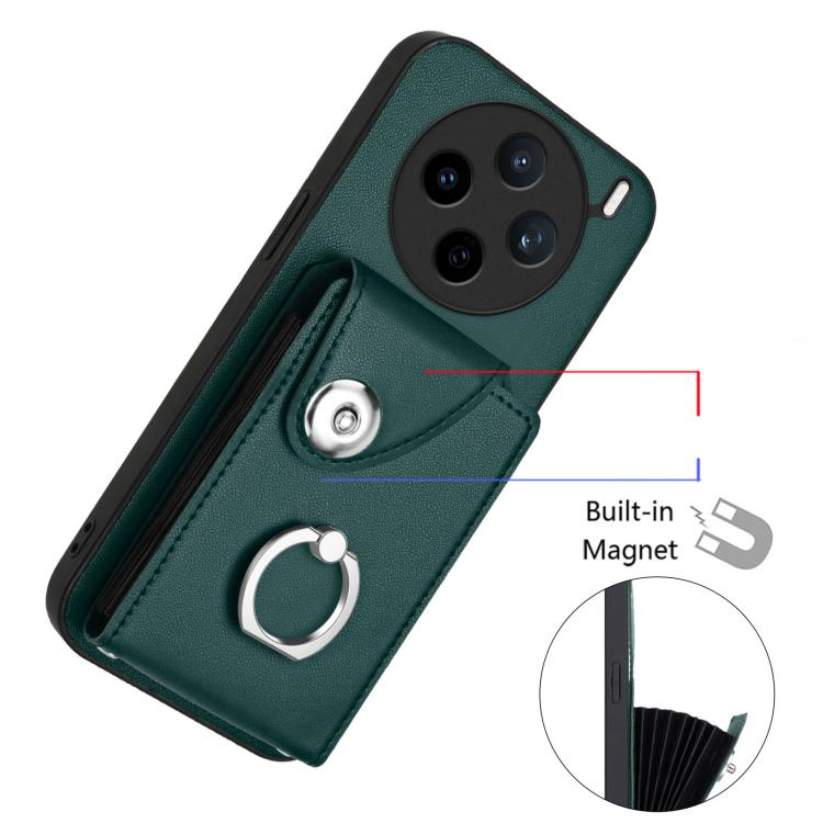 For vivo X200s Organ Card Bag Ring Holder Phone Case