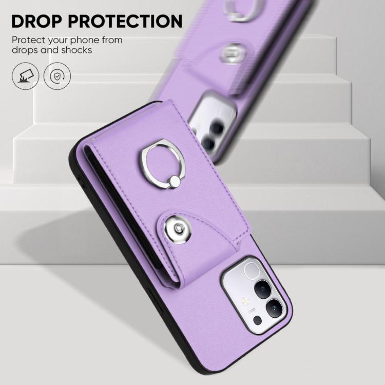 For vivo Y29 4G / T4x / Y300t / iQOO Z10x Organ Card Bag Ring Holder Phone Case