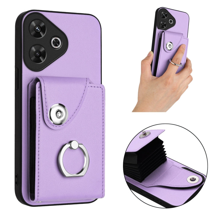 For Redmi Note 13R Organ Card Bag Ring Holder Phone Case