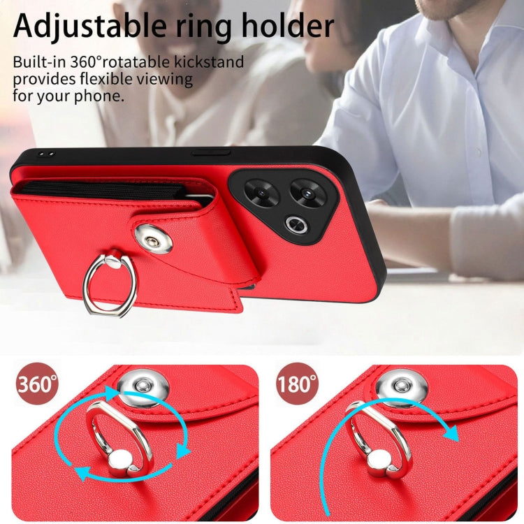 For Redmi Note 13R Organ Card Bag Ring Holder Phone Case