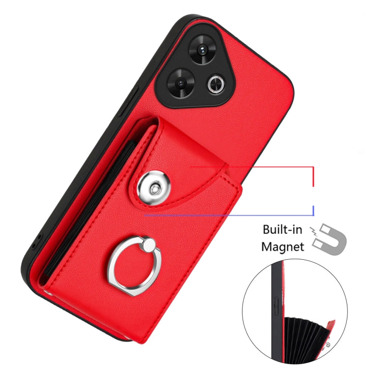For Redmi Note 13R Organ Card Bag Ring Holder Phone Case