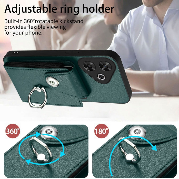For Redmi Note 13R Organ Card Bag Ring Holder Phone Case