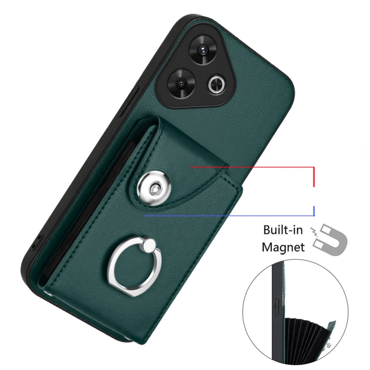For Redmi Note 13R Organ Card Bag Ring Holder Phone Case