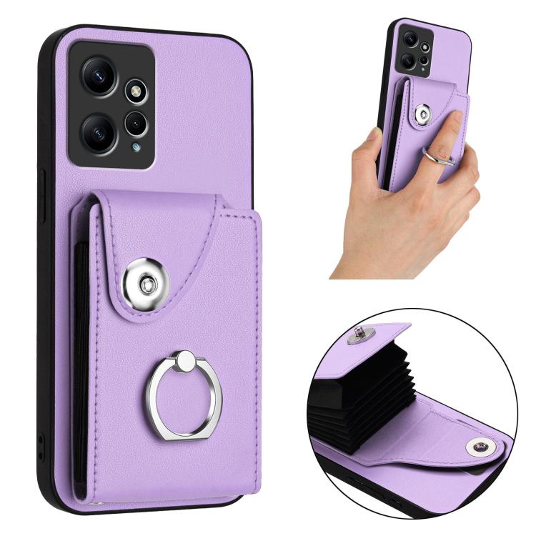 For Redmi Note 12 4G Global Organ Card Bag Ring Holder Phone Case
