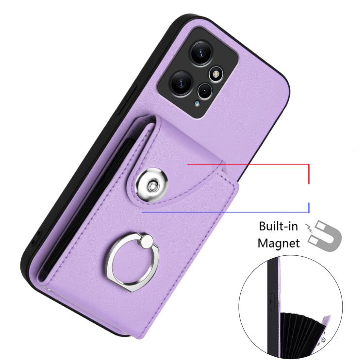 For Redmi Note 12 4G Global Organ Card Bag Ring Holder Phone Case