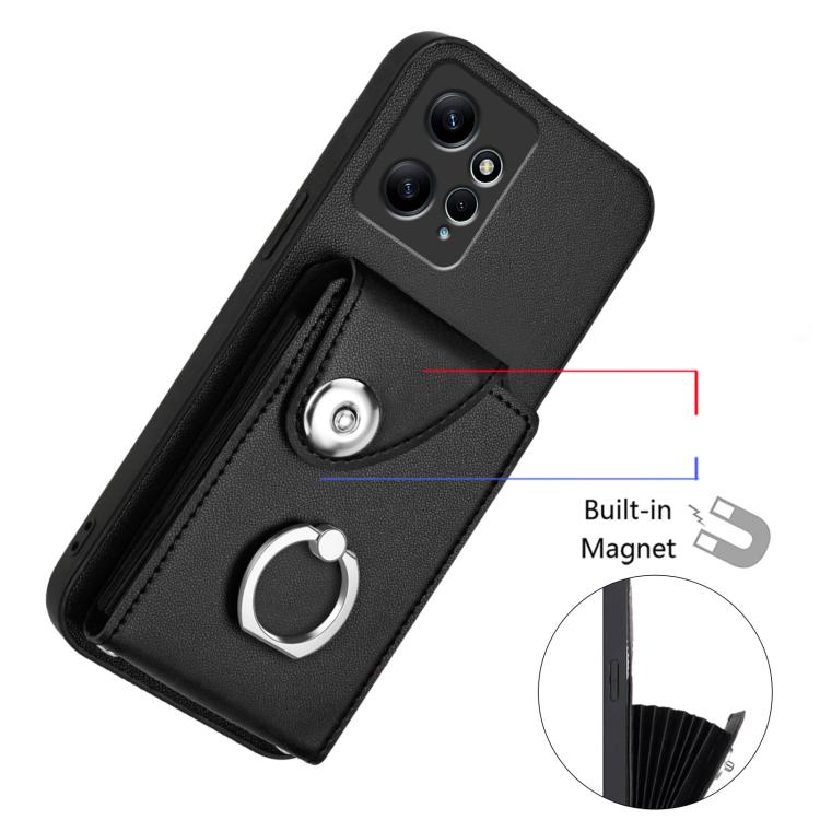 For Redmi Note 12 4G Global Organ Card Bag Ring Holder Phone Case