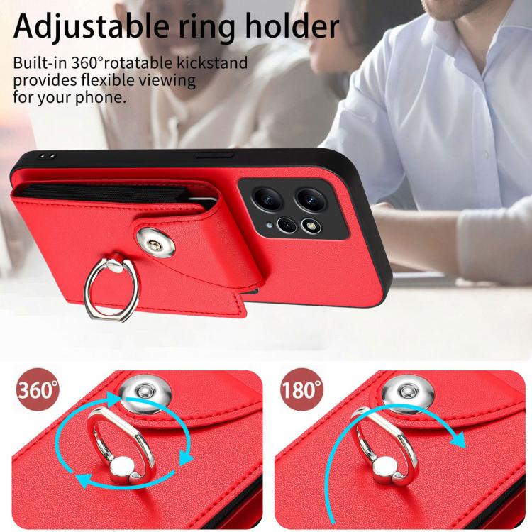 For Redmi Note 12 4G Global Organ Card Bag Ring Holder Phone Case