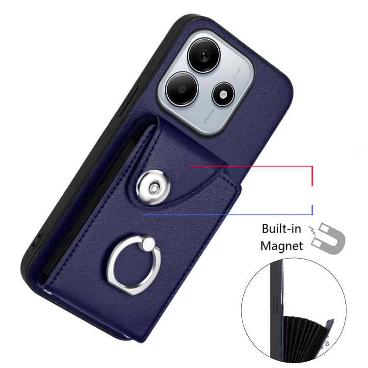 For Redmi Note 14 5G Global Organ Card Bag Ring Holder Phone Case