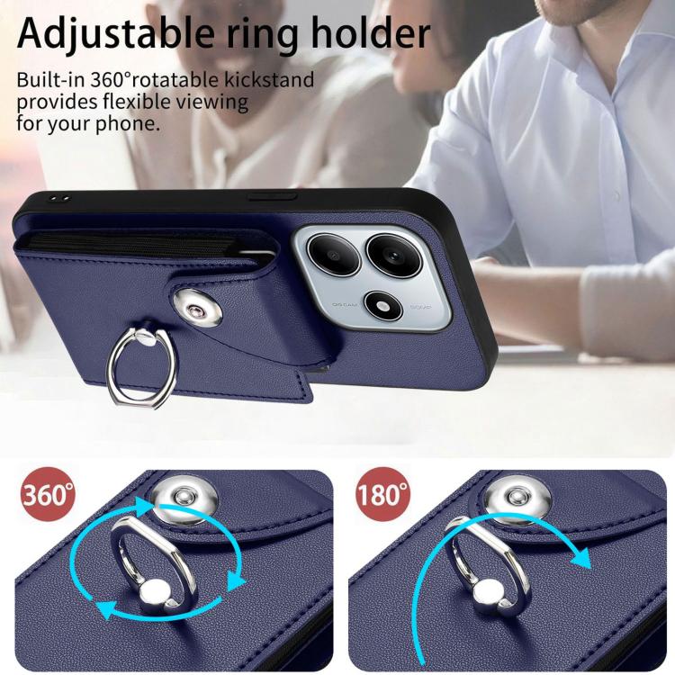 For Redmi Note 14 5G Global Organ Card Bag Ring Holder Phone Case