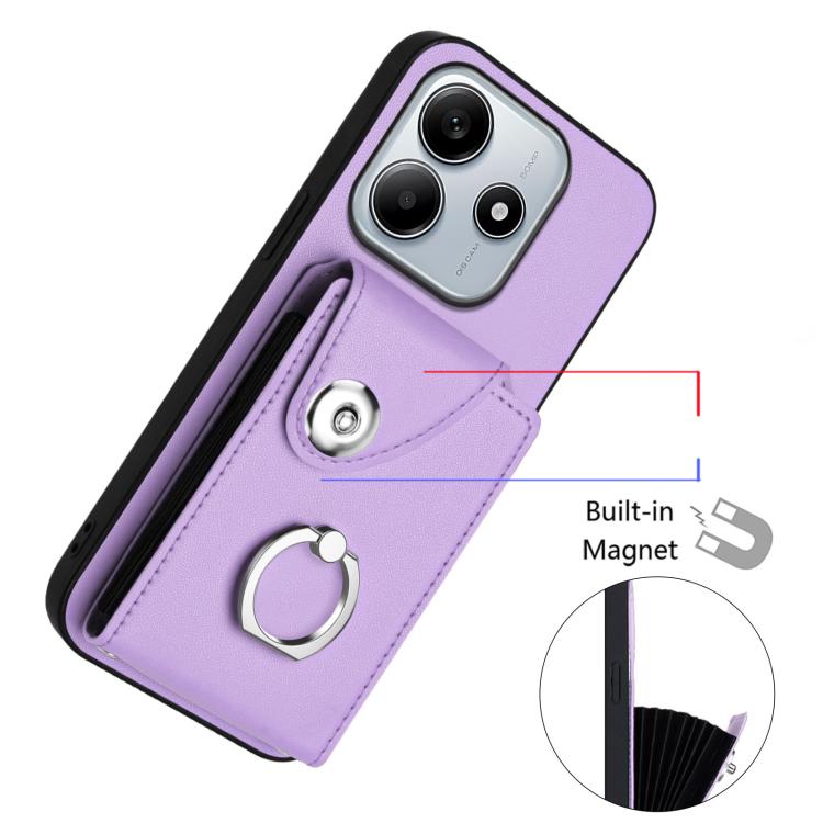 For Redmi Note 14 5G Global Organ Card Bag Ring Holder Phone Case