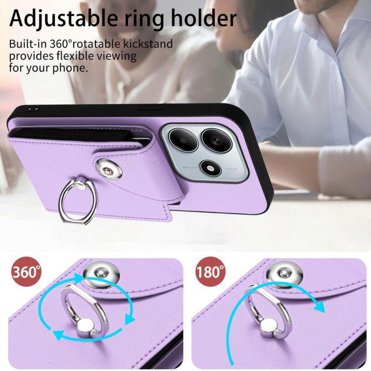 For Redmi Note 14 5G Global Organ Card Bag Ring Holder Phone Case