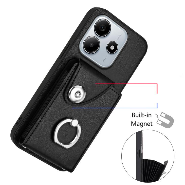 For Redmi Note 14 5G Global Organ Card Bag Ring Holder Phone Case
