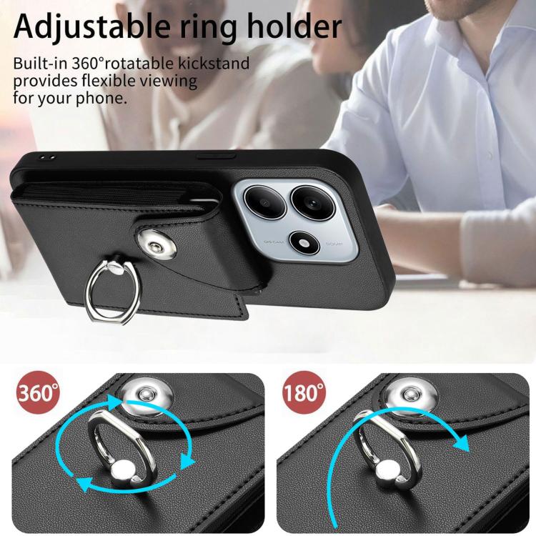 For Redmi Note 14 5G Global Organ Card Bag Ring Holder Phone Case