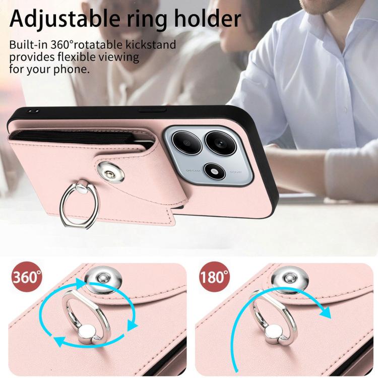For Redmi Note 14 5G Global Organ Card Bag Ring Holder Phone Case
