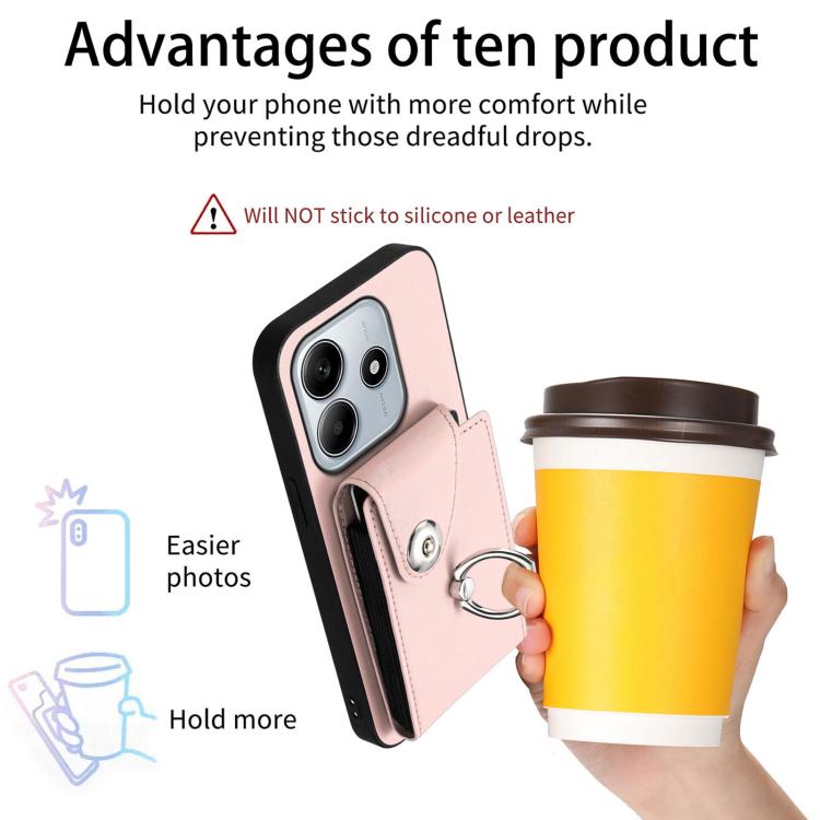 For Redmi Note 14 5G Global Organ Card Bag Ring Holder Phone Case