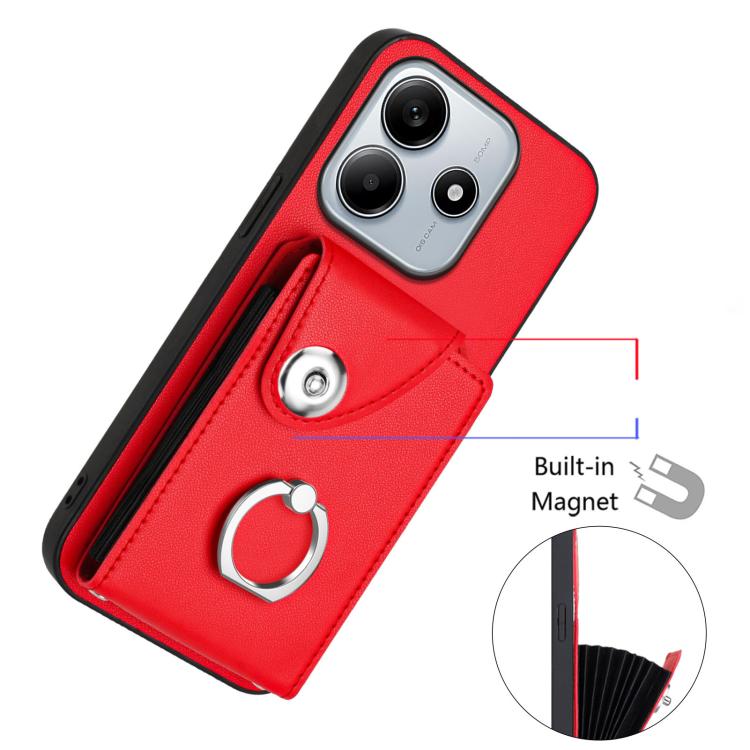 For Redmi Note 14 5G Global Organ Card Bag Ring Holder Phone Case