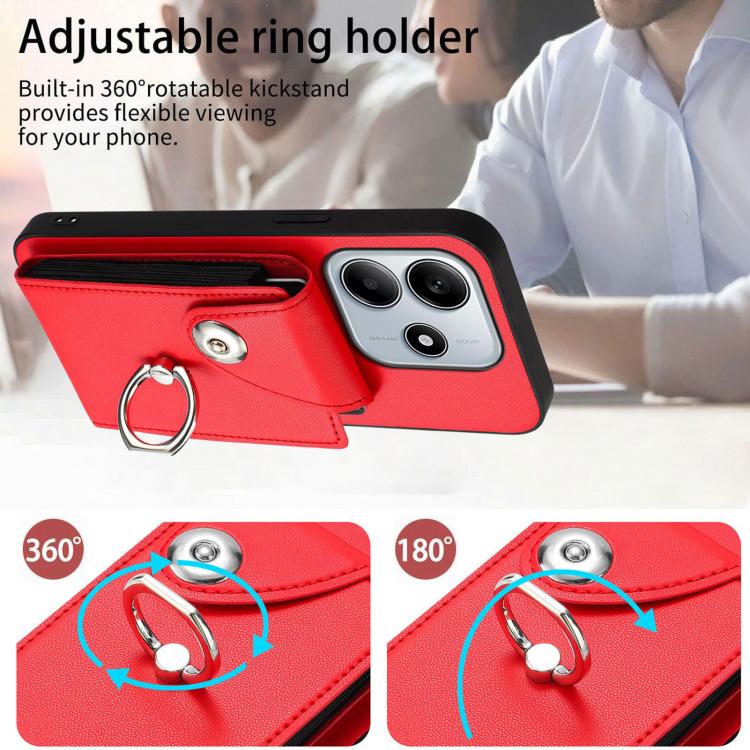 For Redmi Note 14 5G Global Organ Card Bag Ring Holder Phone Case