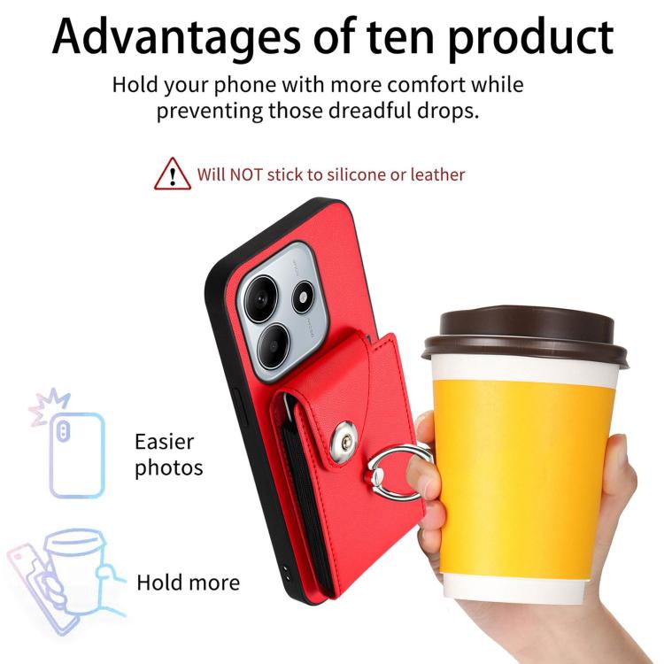 For Redmi Note 14 5G Global Organ Card Bag Ring Holder Phone Case