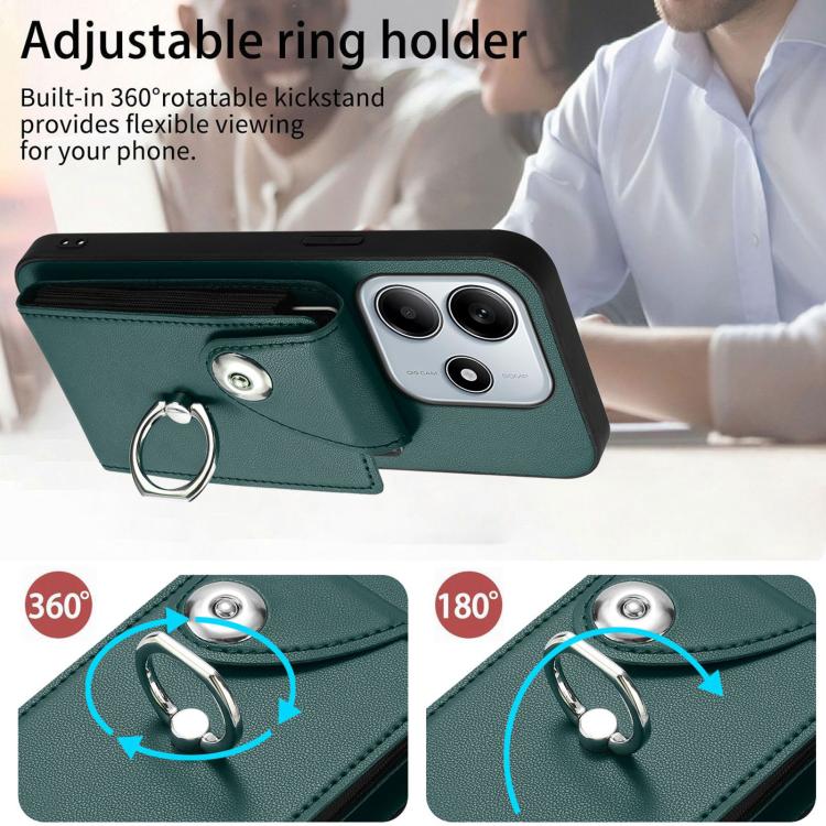 For Redmi Note 14 5G Global Organ Card Bag Ring Holder Phone Case