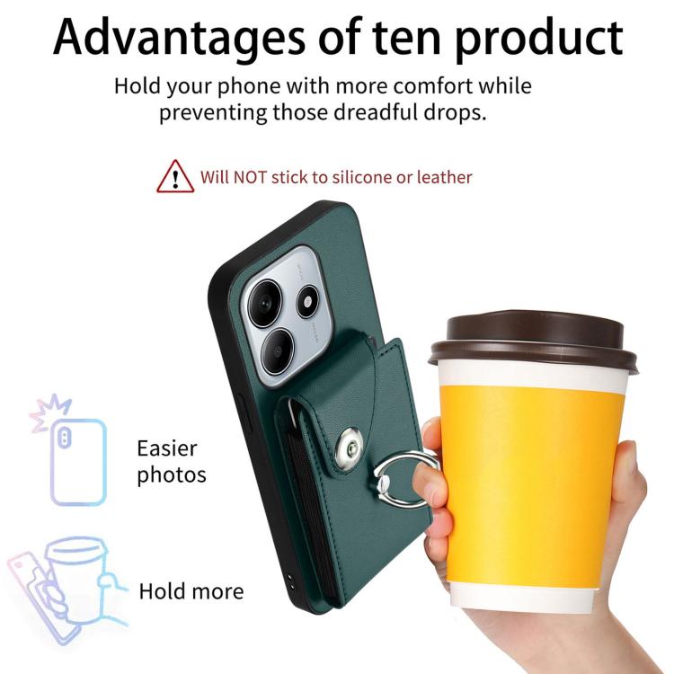 For Redmi Note 14 5G Global Organ Card Bag Ring Holder Phone Case