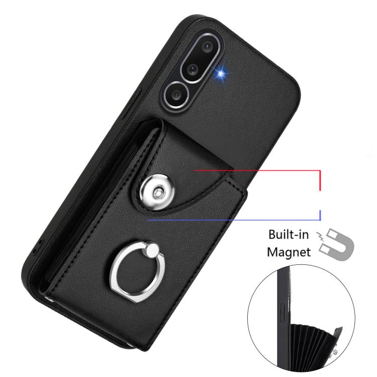 For Samsung Galaxy M56 5G Organ Card Bag Ring Holder Phone Case