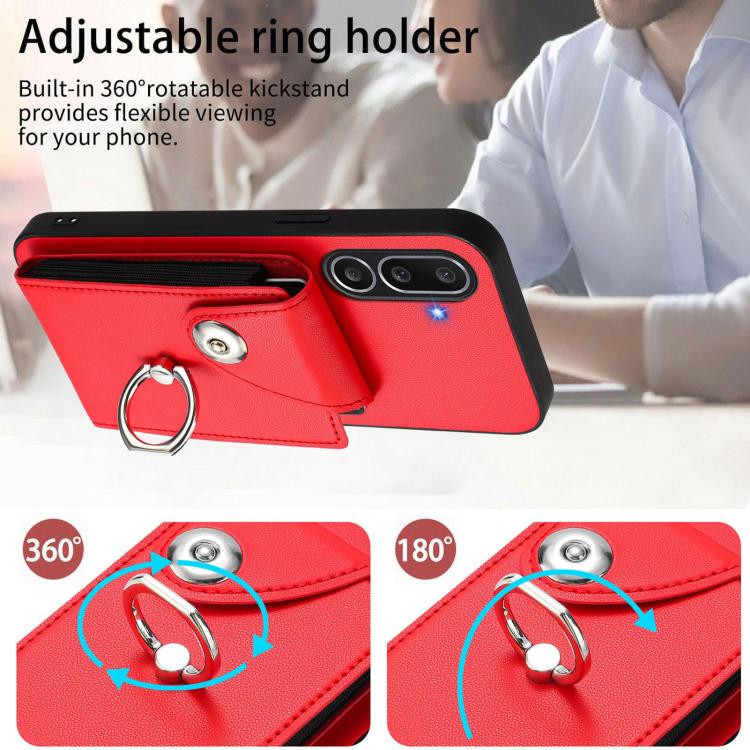 For Samsung Galaxy M56 5G Organ Card Bag Ring Holder Phone Case