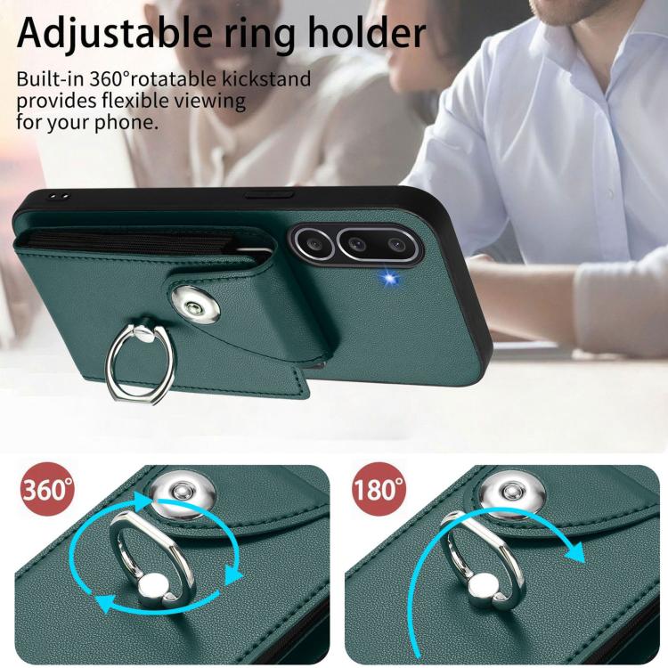 For Samsung Galaxy M56 5G Organ Card Bag Ring Holder Phone Case