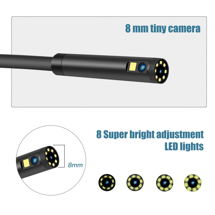 P40 8mm 1080P IP68 Waterproof 4.3 inch Highlight Screen Dual Camera Digital Endoscope, Length:2m Hard Cable