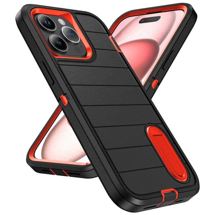 For iPhone 15 Pro Max Defender Gen2 Rugged PC + Silicone Phone Case with Holder