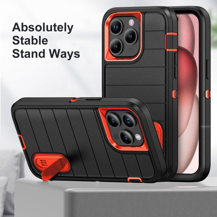For iPhone 15 Pro Max Defender Gen2 Rugged PC + Silicone Phone Case with Holder