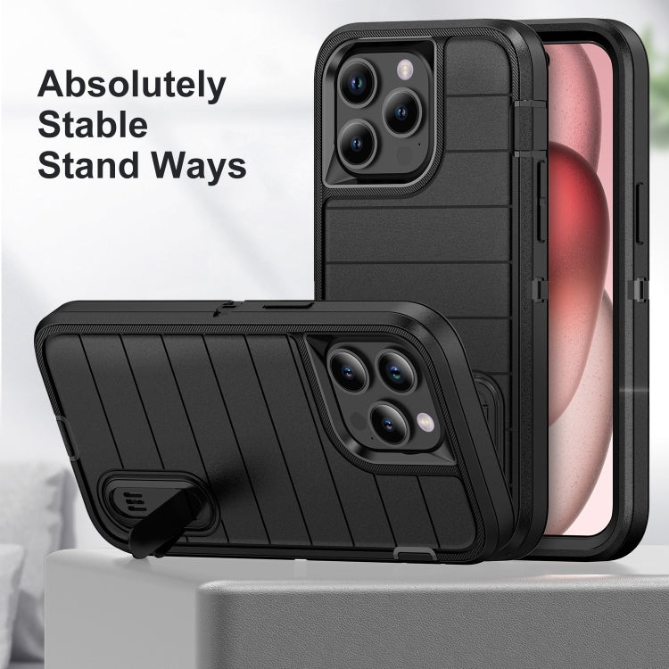 For iPhone 15 Pro Max Defender Gen2 Rugged PC + Silicone Phone Case with Holder