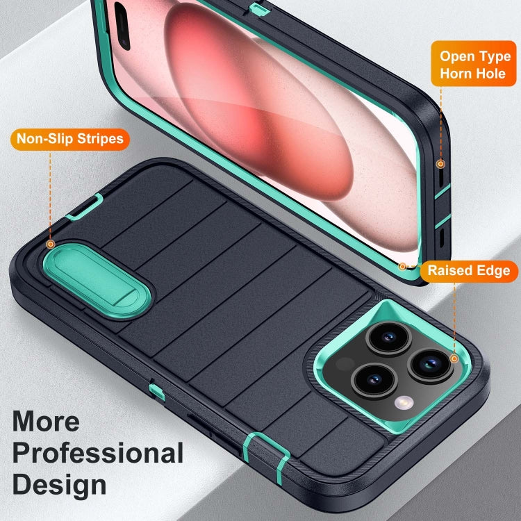 For iPhone 15 Pro Max Defender Gen2 Rugged PC + Silicone Phone Case with Holder